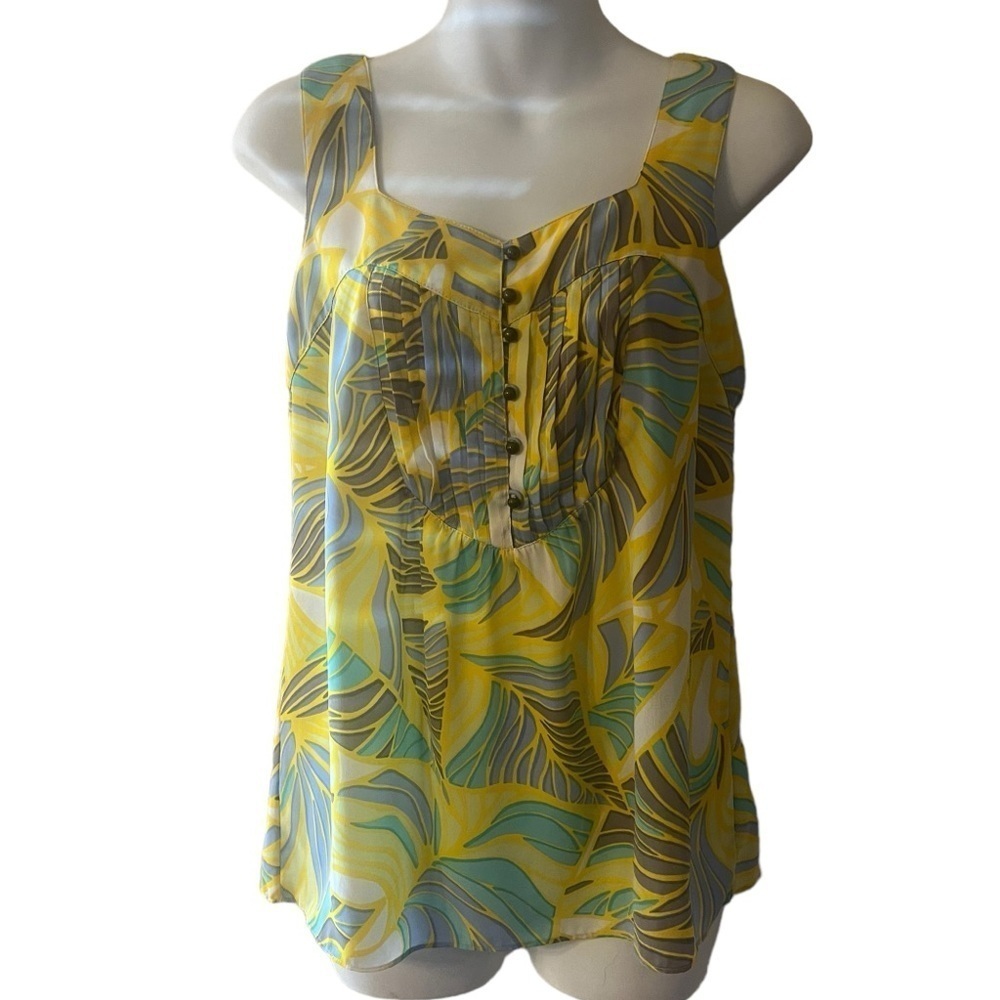 Banana Republic Yellow Tropical Leaf print tank top size 4